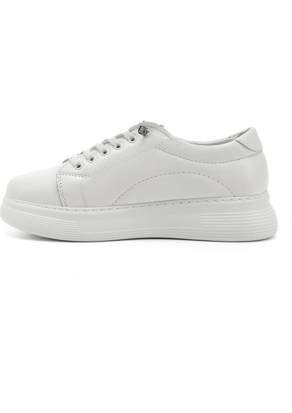 Kadın Beyaz Lastik Bağcıklı Comfort Dolgu Taban Hakiki Deri Sneaker fırsatları