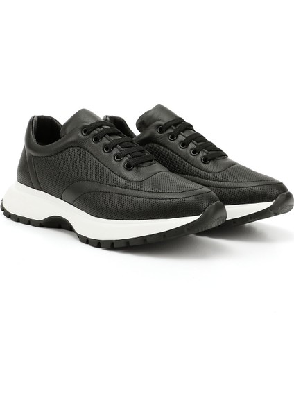 Kadın Siyah Dolgu Taban Lastik Bağcıklı Hakiki Deri Sneaker fiyatları