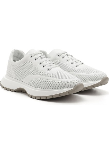 Kadın Beyaz Dolgu Taban Lastik Bağcıklı Hakiki Deri Sneaker fiyatları