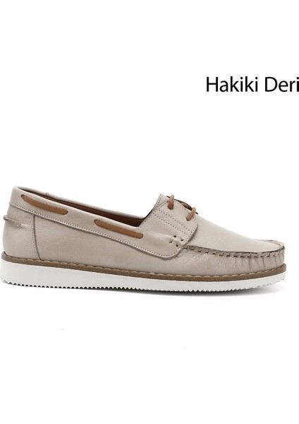 Kadın Bej Bağcıklı Hakiki Deri Comfort Ayakkabı
