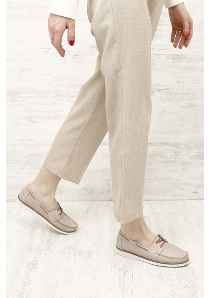 Kadın Bej Bağcıklı Hakiki Deri Comfort Ayakkabı fiyatları