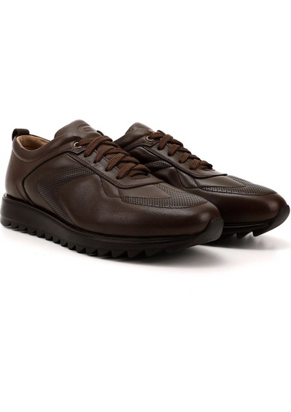 Erkek Kahve Hakiki Deri Bağcıklı Sneaker fiyatları