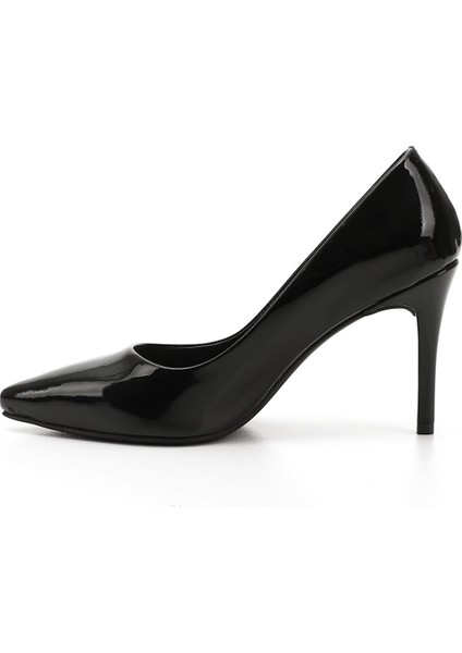 Kadın Siyah Rugan Platinum Sivri Burun İnce Topuklu Hakiki Deri Stiletto modelleri