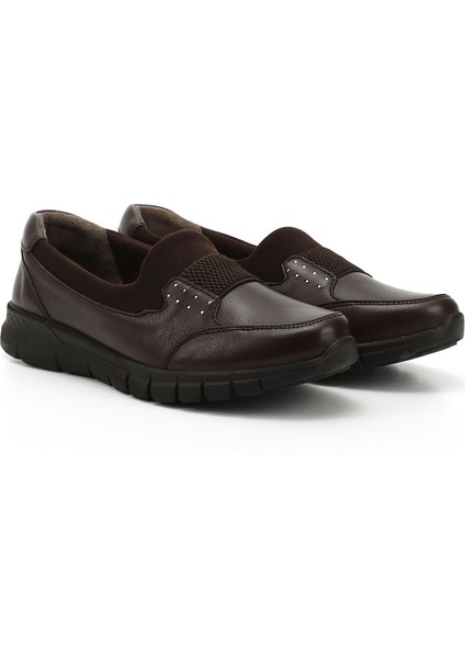 Kadın Kahve Dolgu Taban Hakiki Deri Comfort Ayakkabı modelleri