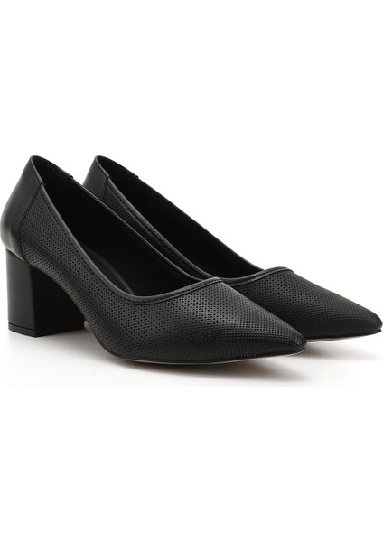 Kadın Siyah Sivri Burun Orta Kalın Topuklu Ayakkabı modelleri