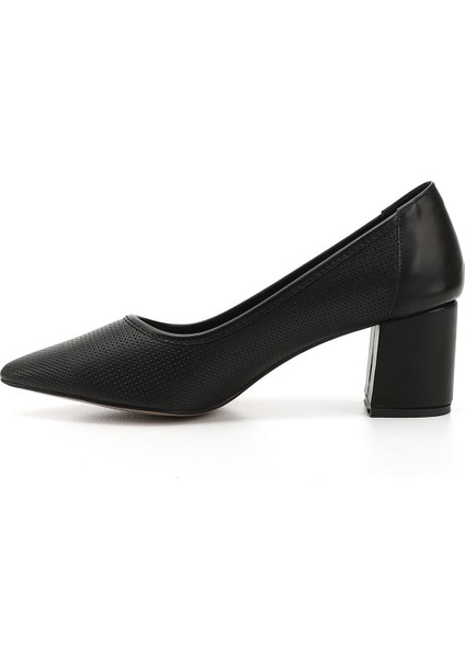 Kadın Siyah Sivri Burun Orta Kalın Topuklu Ayakkabı fırsatları