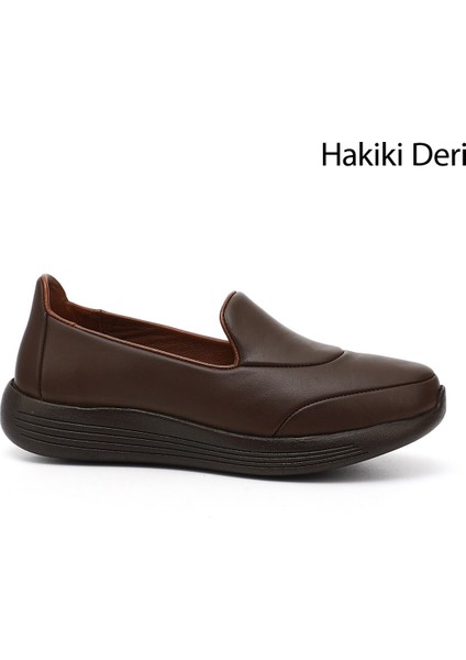Kadın Kahve Antik Dolgu Taban Hakiki Deri Comfort Ayakkabı