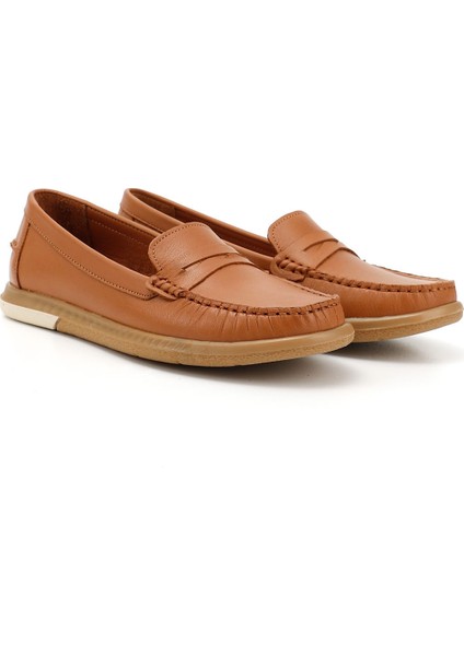 Kadın Taba Antik Rok Hakiki Deri Comfort Loafer fiyatları