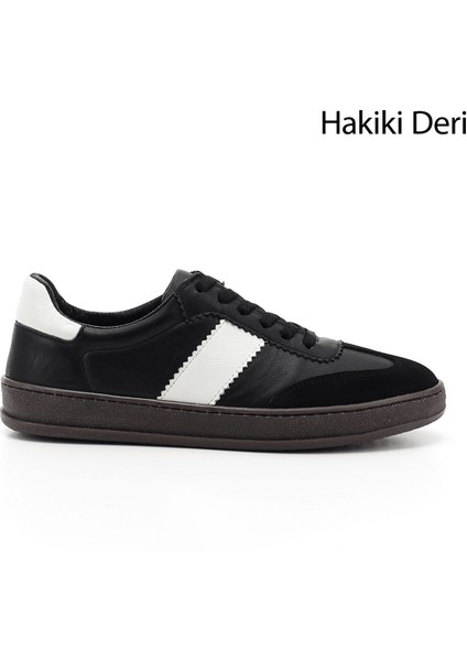 Kadın Siyah Bağcıklı Hakiki Deri Sneaker