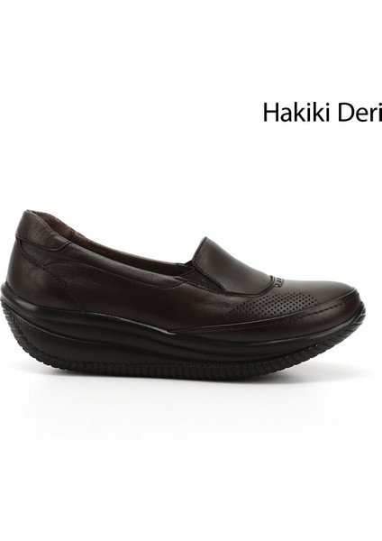 Kadın Kahve Antik Dolgu Taban Hakiki Deri Ayakkabı
