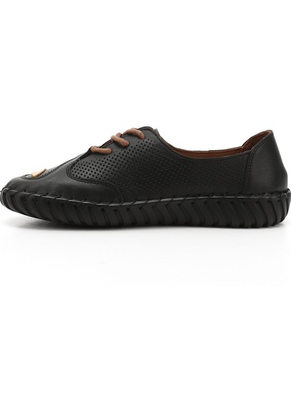 Gön Deri Yuvarlak Burun Düz Taban Kadın Senaker 45671 modelleri