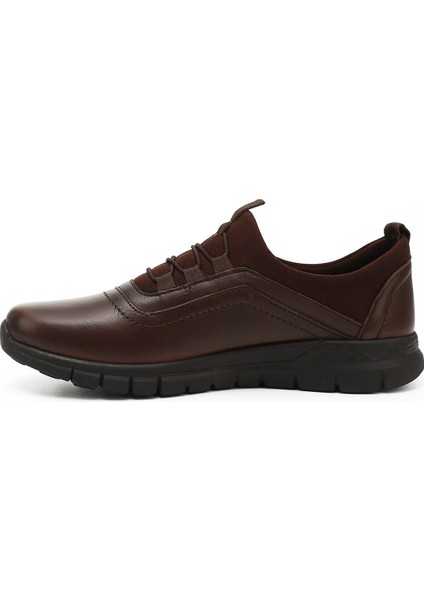 Kadın Kahve Lastik Bağcıklı Hakiki Deri Comfort Sneaker modelleri