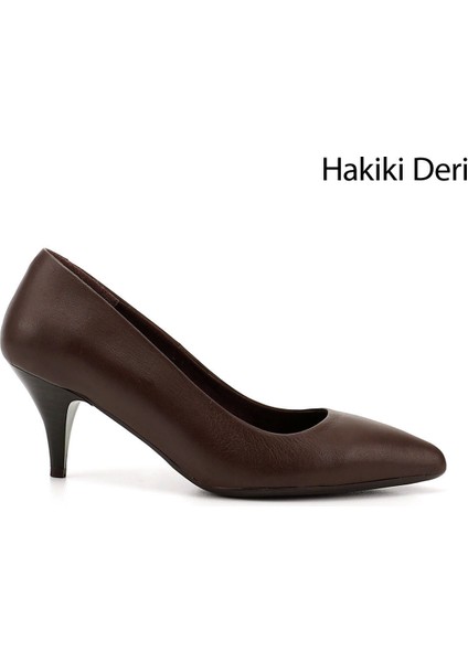 Kadın Kahverengi Sivri Burun Orta İnce Topuklu Stiletto