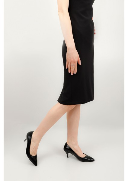 Kadın Siyah - Rugan Sivri Burun Orta İnce Topuklu Stiletto fiyatları