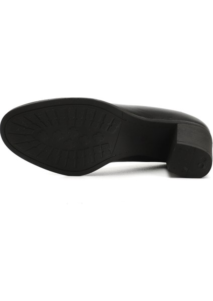 Kadın Siyah Orta Kalın Topuklu Hakiki Deri Ayakkabı fırsatları