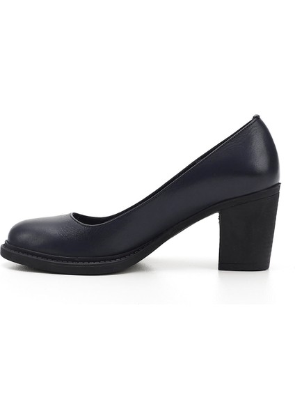 Kadın Antik Lacivert Orta Kalın Topuklu Hakiki Deri Ayakkabı modelleri