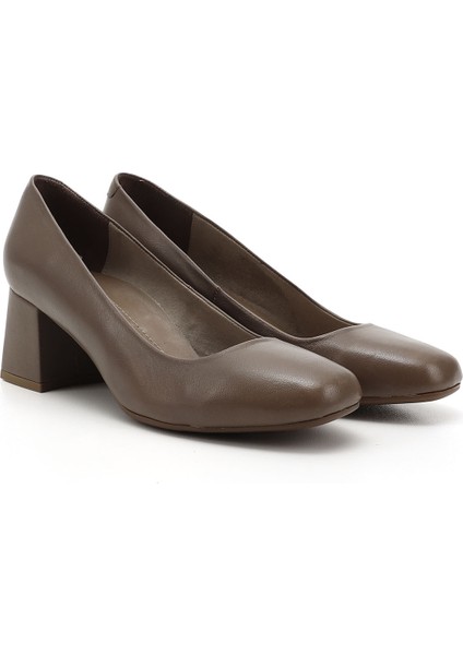 Kadın Vizon Antik Küt Burun Orta Kalın Topuklu Hakiki Deri Ayakkabı modelleri