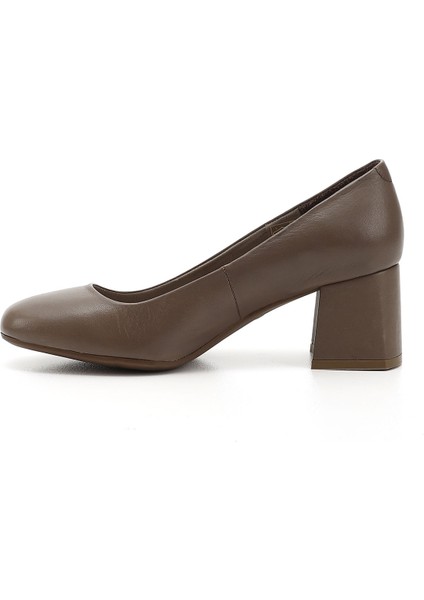 Kadın Vizon Antik Küt Burun Orta Kalın Topuklu Hakiki Deri Ayakkabı fırsatları