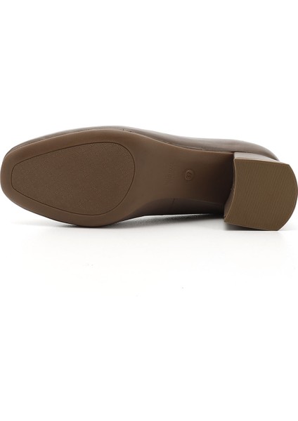 Kadın Vizon Antik Küt Burun Orta Kalın Topuklu Hakiki Deri Ayakkabı indirimleri