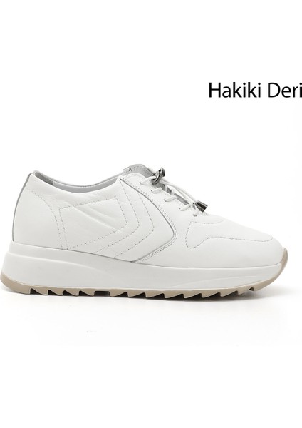 Gön Hakiki Deri Yuvarlak Burun Dolgu Taban Bağcıklı Kadın Sneaker 24312