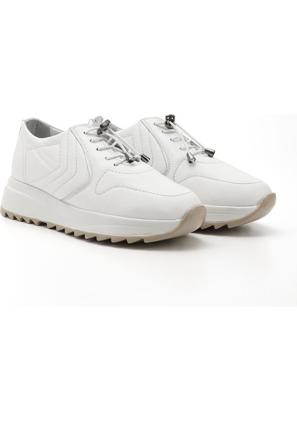 Gön Hakiki Deri Yuvarlak Burun Dolgu Taban Bağcıklı Kadın Sneaker 24312 modelleri