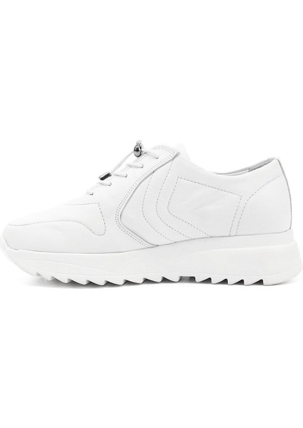 Kadın Beyaz Bağcıklı Dolgu Taban Hakiki Deri Sneaker modelleri