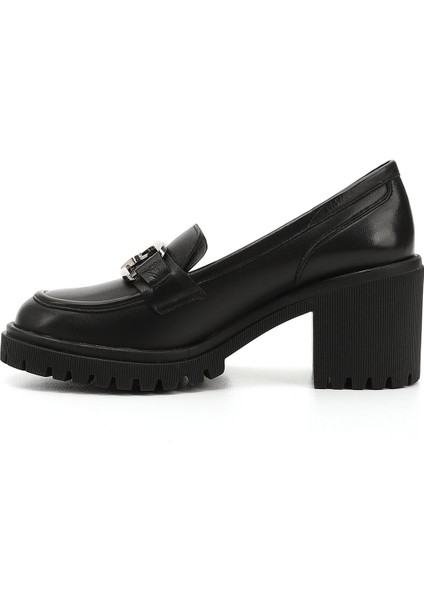 Kadın Siyah Tokalı Orta Kalın Topuklu Hakiki Deri Ayakkabı fırsatları