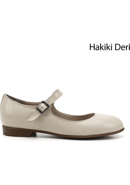 Gön Deri Yuvarlak Burun Kadın Babet 24245