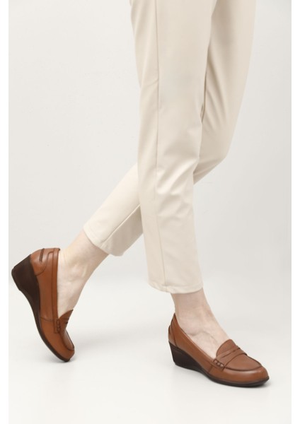 Kadın Dolgu Taban Hakiki Deri Loafer Ayakkabı fiyatları