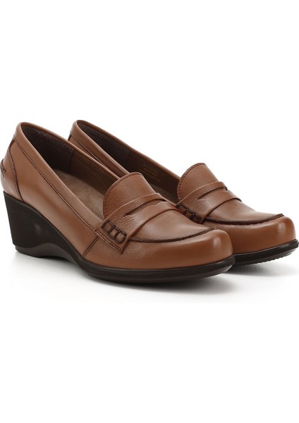Kadın Dolgu Taban Hakiki Deri Loafer Ayakkabı modelleri