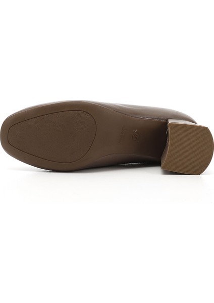 Kadın Vizon Küt Burun Orta Kalın Topuklu Hakiki Deri Ayakkabı fırsatları