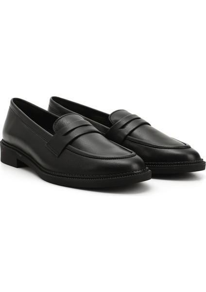 Kadın Siyah Hakiki Deri Loafer Ayakkabı modelleri