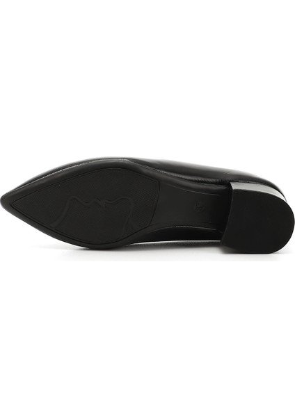 Kadın Siyah Rugan Kısa Kalın Topuklu Hakiki Deri Ayakkabı indirimleri