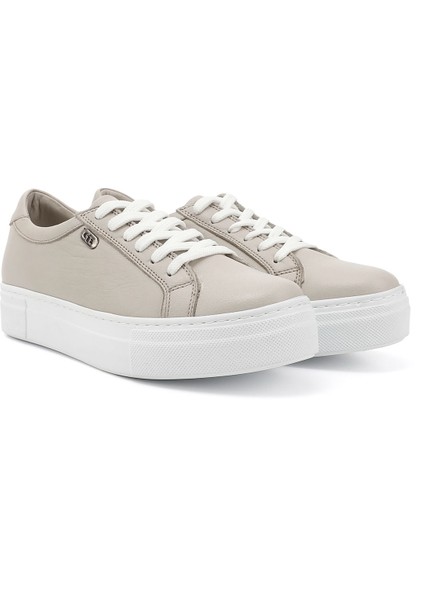 Kadın Antik Bej Bağcıklı Dolgu Taban Hakiki Deri Sneaker fiyatları
