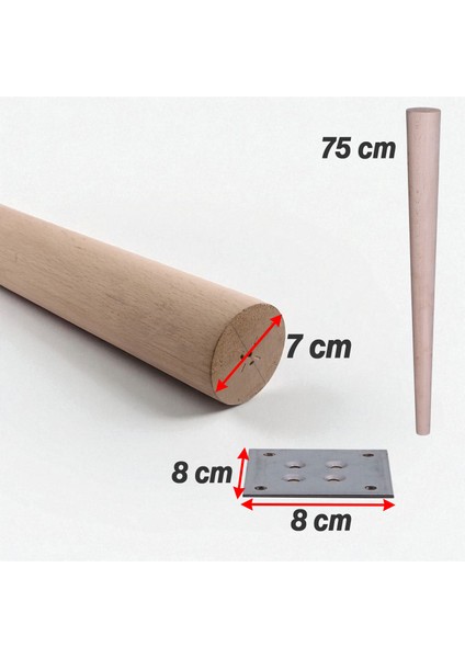 Bohem 75 CM Ahşap Masa Sehpa Ayağı 4 Adet Ham Doğal Ahşap Boyasız Bağlantı Aparatlı Mobilya Kanepe Ayakları modelleri