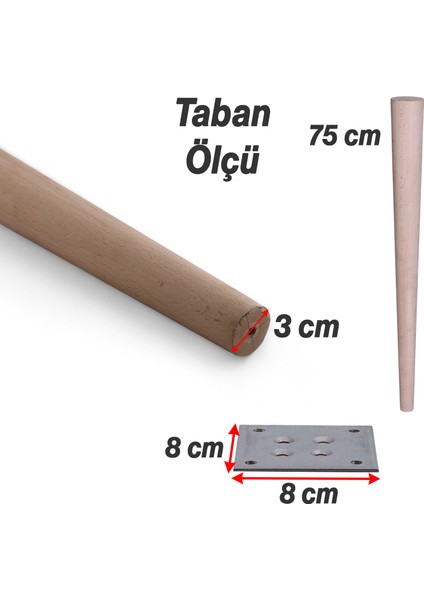 Bohem 75 CM Ahşap Masa Sehpa Ayağı 4 Adet Ham Doğal Ahşap Boyasız Bağlantı Aparatlı Mobilya Kanepe Ayakları fırsatları