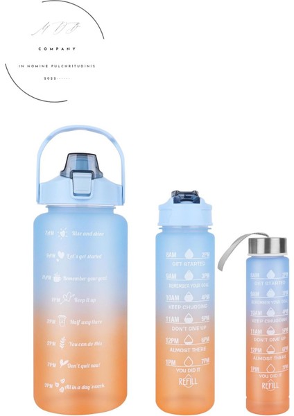 3'lü 2000 ml Mavi Su Şişesi Seti, Bpa Içermeyen Sporcu Sulukleri