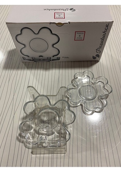 Yonca Serisi 6'lı Çay Tabağı Seti, Şık ve Renkli Turuncu Tasarım