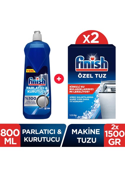 Bulaşık Makinesi Tuzu 1500 gr x 2 + Parlatıcı 800 ml