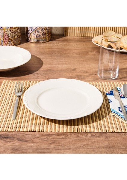 Krem Renk 25 cm Porselen Servis Tabağı, Şık ve Dayanıklı Sofralar Için Ideal