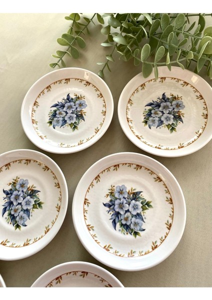 Mavi 6'lı Yediveren Çiçekli Çay Tabağı Seti modelleri