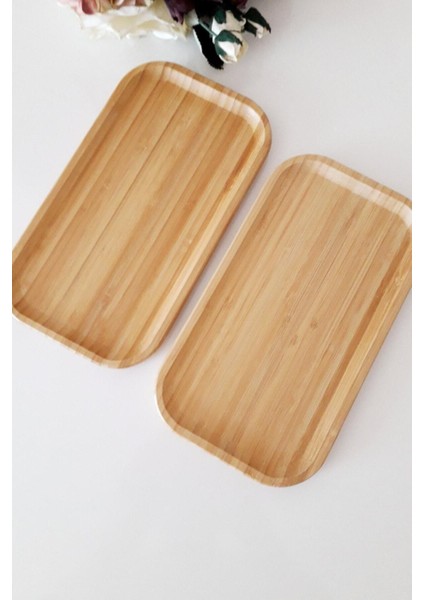 Beyaz Bambu Servis ve Sunum Tabağı Çift Takım, Şık ve Doğa Dostu Tasarım