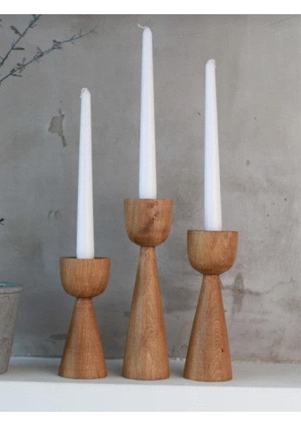 3'lü Ahşap Dekoratif Mumluk Seti, Meşe, Gürgen, Kayın, 22MM, Şık ve Doğal Tasarım modelleri