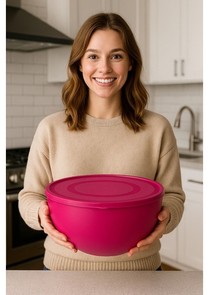 Pembe Büyük Yuvarlak Kapaklı Gıda Saklama Kabı 8,5 Litre fiyatları