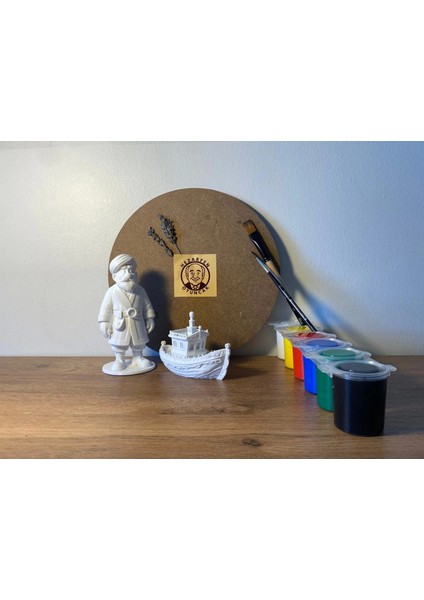 Piri Reis Boyama Seti ve Kadırga Maketi, 6×25 ml Akrilik Boya ile Hobi ve Okul Projesi Seti