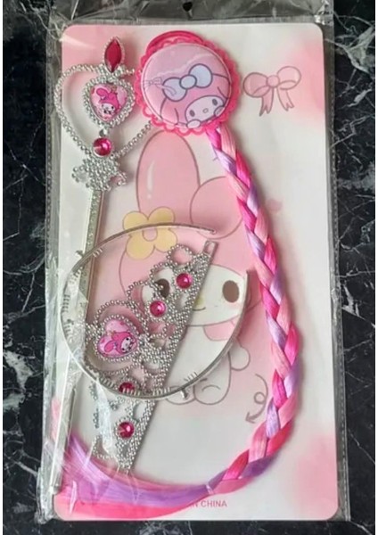 Kuromi Kraliçe Örgü Saç Taç Asa Seti fiyatları