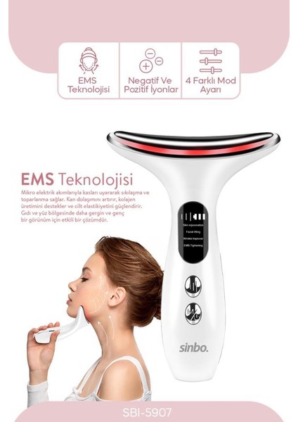 SBI-5907 Yüz ve Boyun Masaj Cihazı Kolajen Destekli Cilt Bakımı