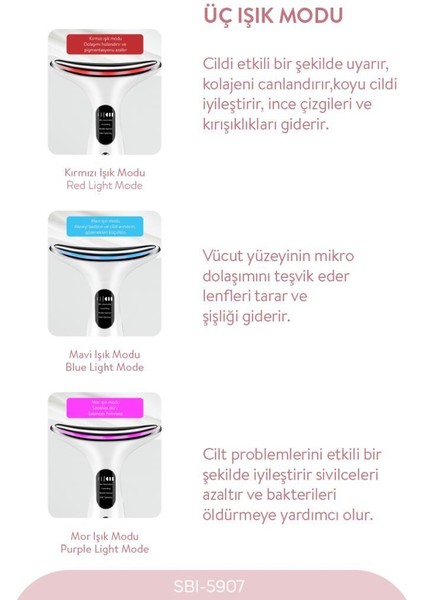 SBI-5907 Yüz ve Boyun Masaj Cihazı Kolajen Destekli Cilt Bakımı modelleri
