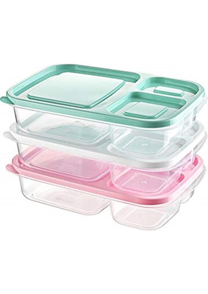 Turuncu 3'lü 3 Bölmeli Akıllı Dikdörtgen Saklama Kabı Seti