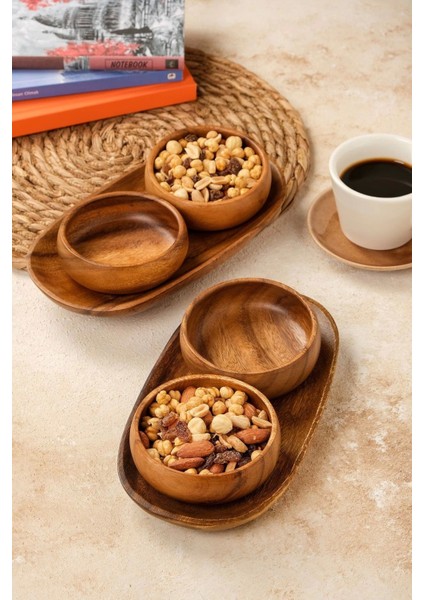 6 Parça Akasya Sunum ve Çerez Seti, Şık ve Pratik Ev Kullanımı Için Ideal